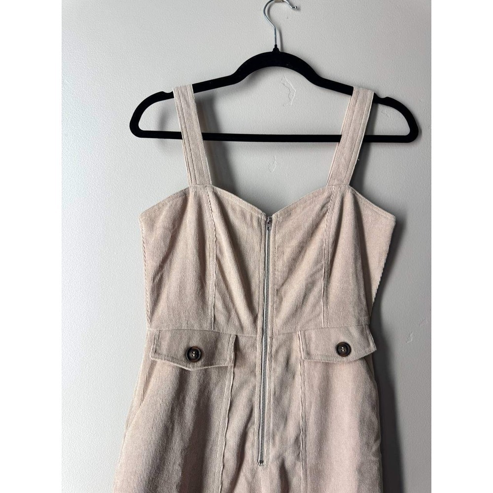 Nasty Gal Cream Corduroy Wide Leg Jumpsuit 4 Sweetheart Zip Y2K Cottagecore - Picture 3 of 7